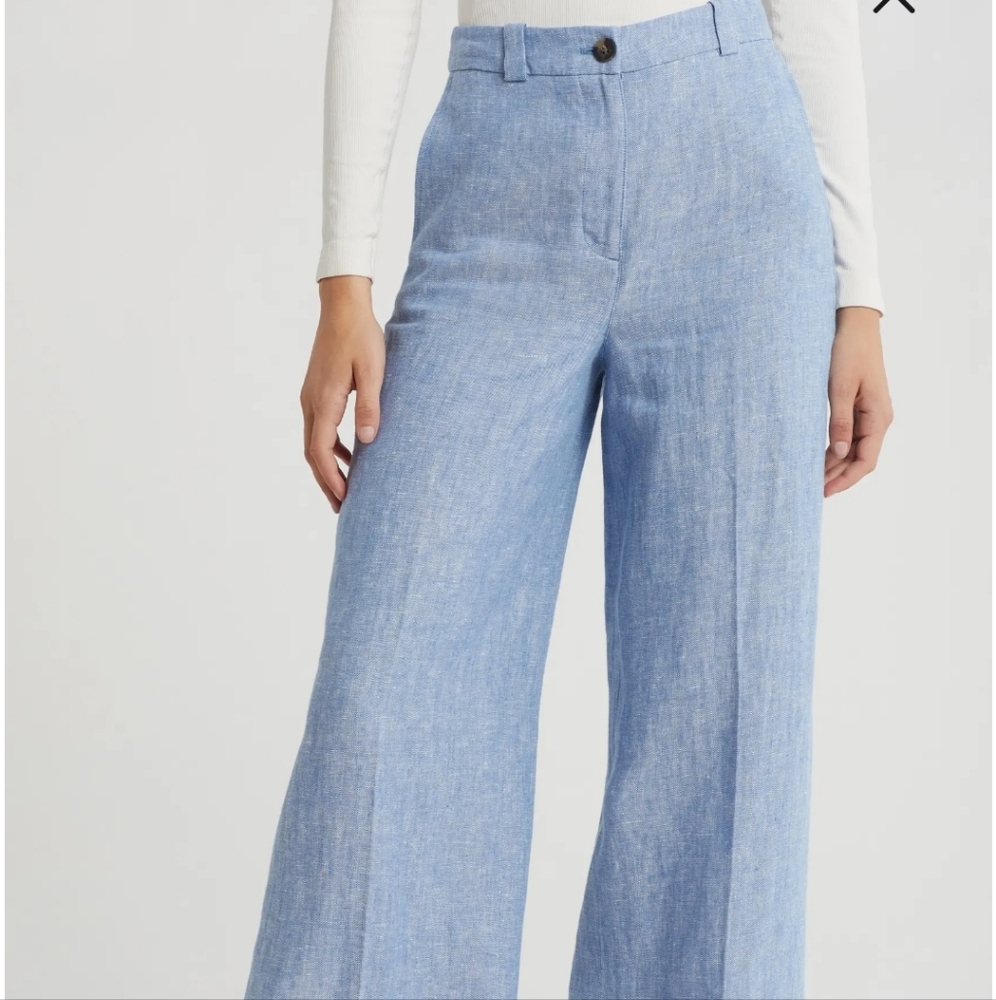 Boden Linen Blue Flare Pants